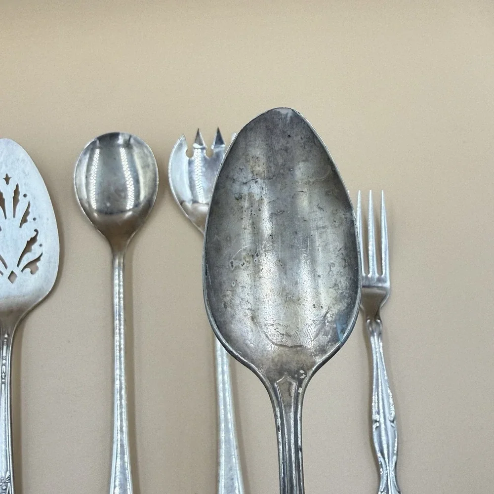 Lot of 6 Vintage Silverware Various Brands 1940s Silver Plated England Italy